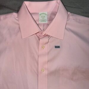 Brooks Brothers Pink Button Down Shirt Men's Size 16 1/2 33 Non Iron Stretch